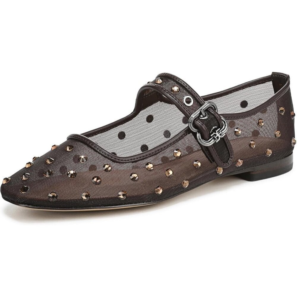 Sam Edelman Womens Café Noir Leather  Michaela Mary Jane Ballet Flat Shoes